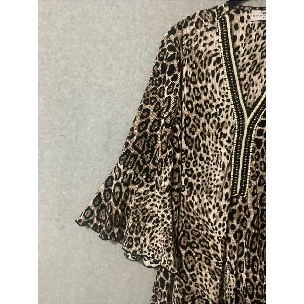 Princess Cruises Leopard Print V-Neck Bell Sleeve Women's Top - Tan/Black Sz S - Picture 3 of 11